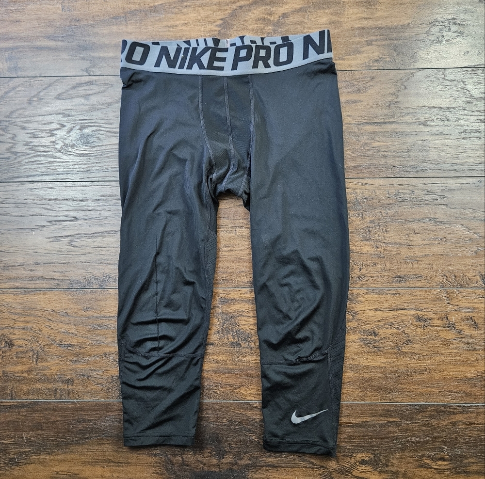 Nike Pro Cool Dri-Fit 3/4 Length Black Compression Tights Fitness Size Large